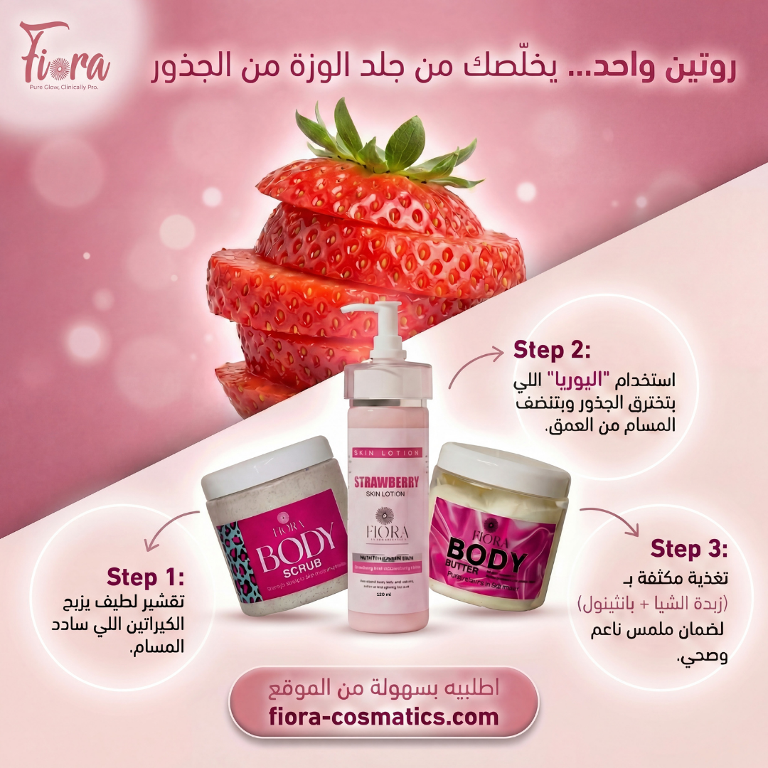 Fiora strawberry body-care routine campaign visual